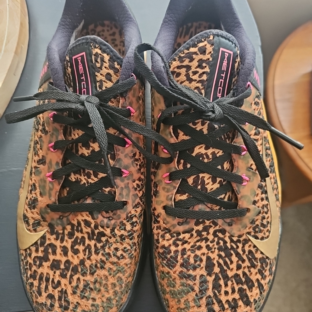 Nike Metcon Leopard Print Athletic Shoes - Black and Tan